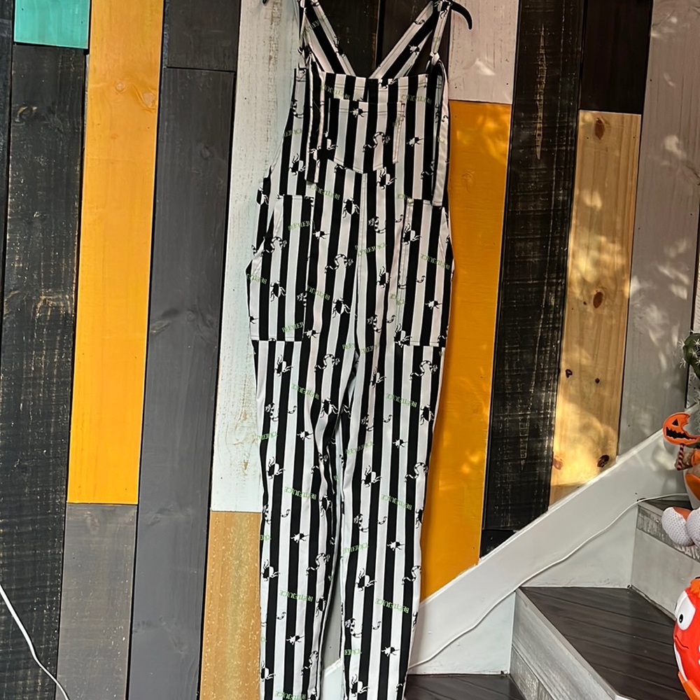 Beetles Juice Stripe Coveralls. Size Medium with Pockets